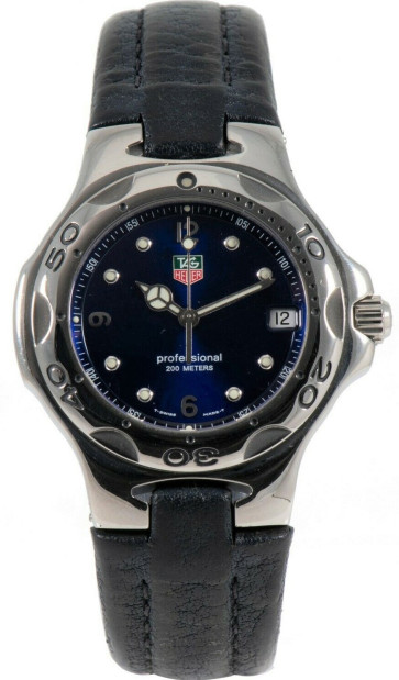Uhrenarmband Tag Heuer FC6113 Leder Blau